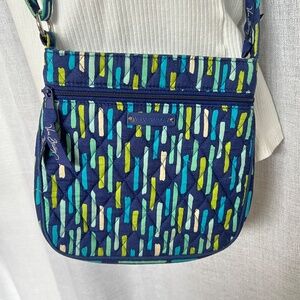 Vera Bradley Katalina Showers Top Zipper Hipster Crossbody Bag Fabric Blue Green